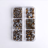 Mixed Sizes 6 Grid Box Light Colorado Topaz Glass HotFix Rhinestones For Clothing DIY WholesaleRhinestone